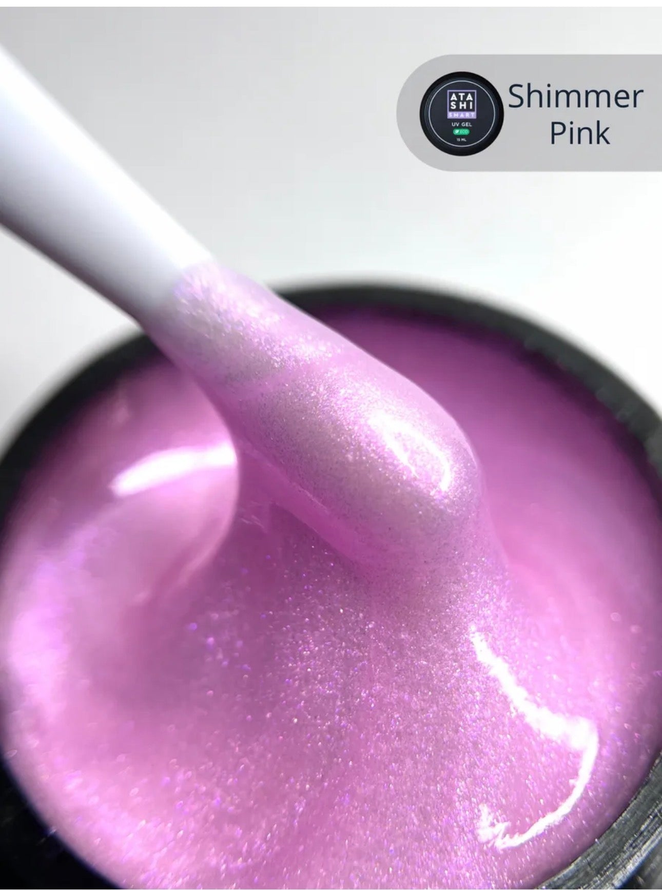 ATASHI SMART UV Gel Shimmer Pink– 15ml Reflective Glitter Builder Gel | NailProUSA