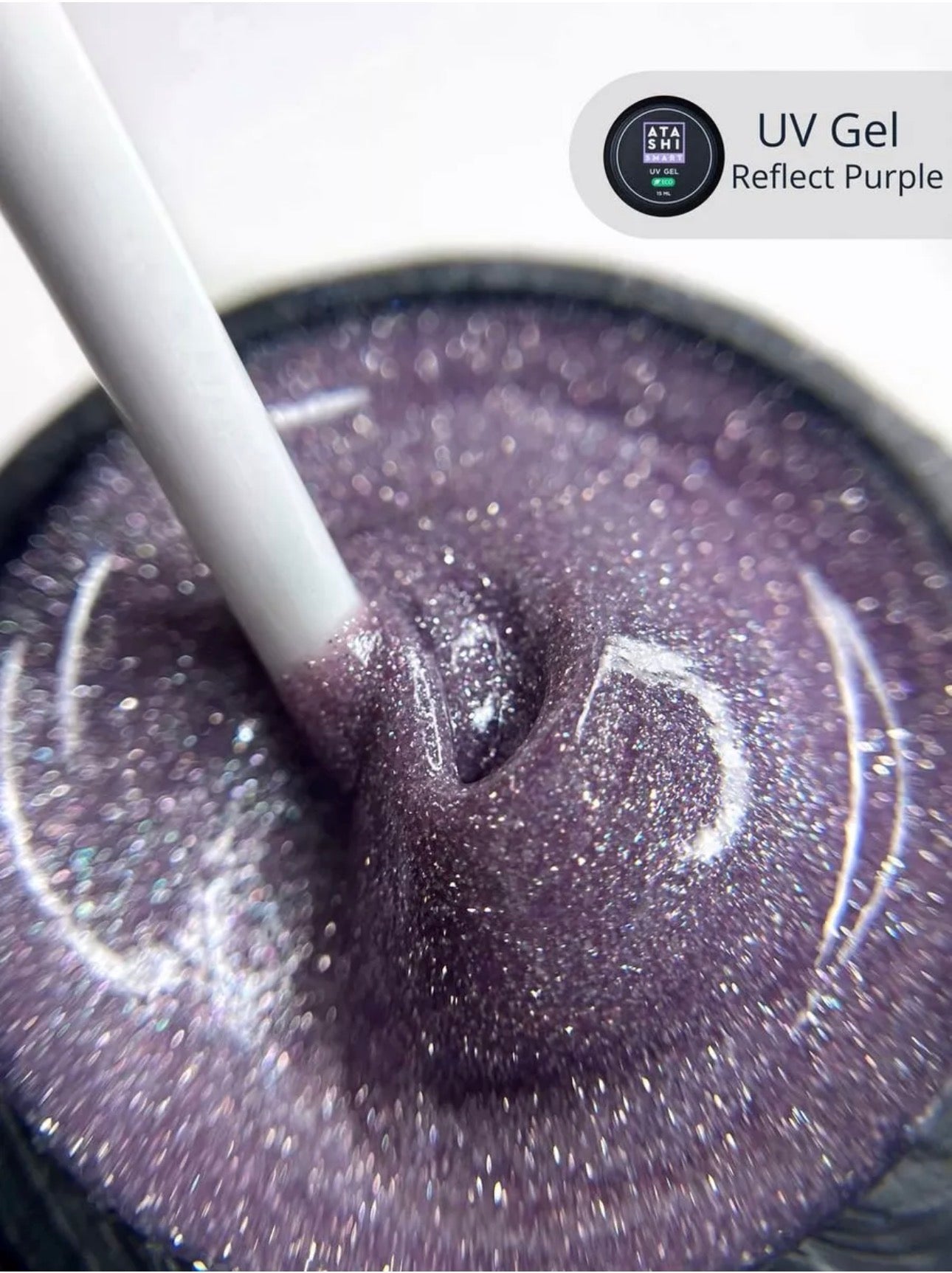 ATASHI SMART UV Gel Reflect Purple– 15ml Reflective Glitter Builder Gel | NailProUSA