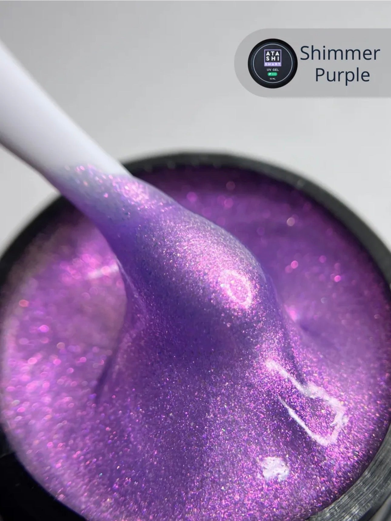 ATASHI SMART UV Gel Shimmer Purple– 15ml Reflective Glitter Builder Gel | NailProUSA