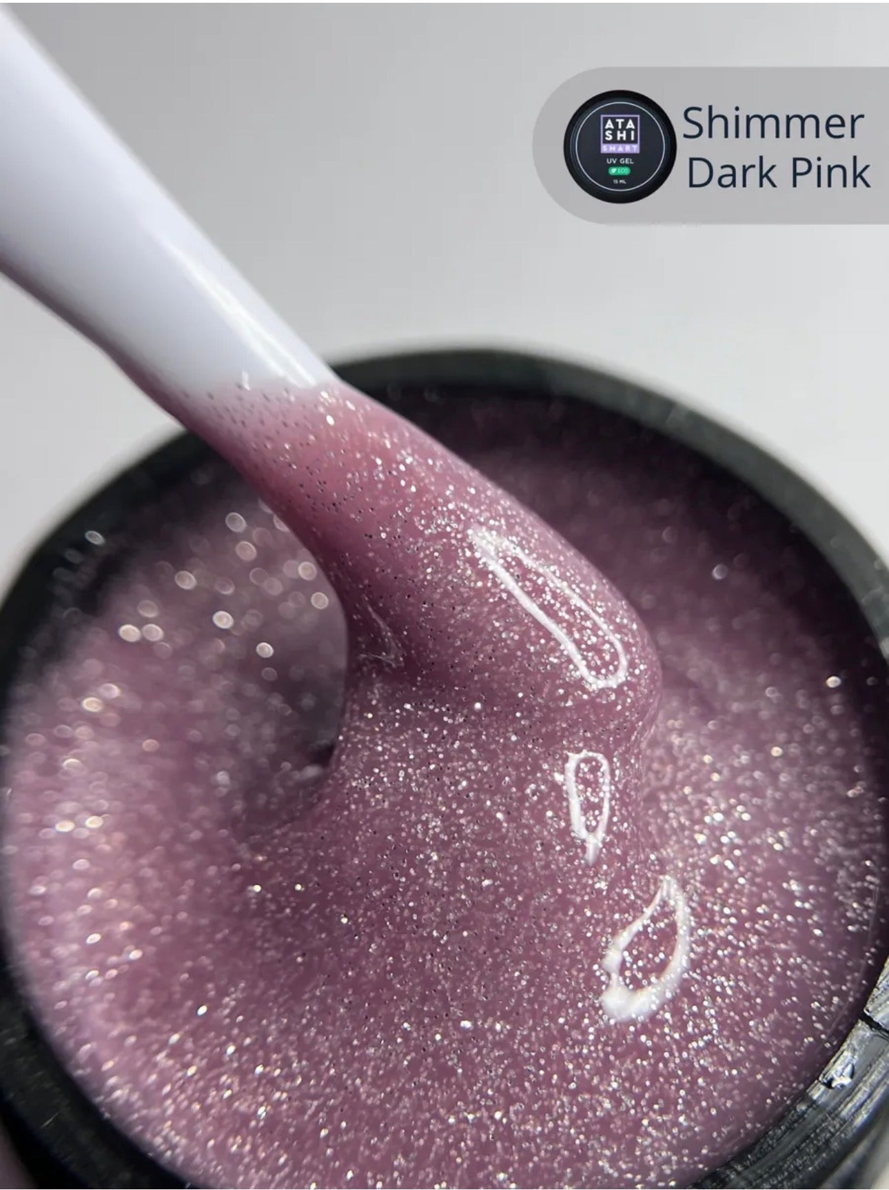 ATASHI SMART UV Gel Shimmer Dark Pink– 15ml Reflective Glitter Builder Gel | NailProUSA