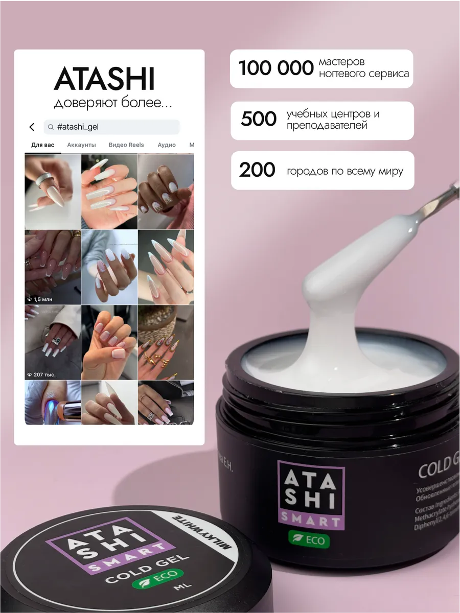 ATASHI Smart UV Gel – 50ml Self-Leveling Builder Gel | NailProUSA