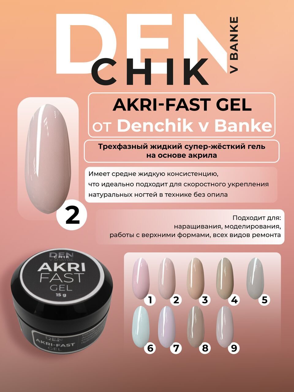 Akri-Fast Gel №2 – 15ml Liquid Acrylic-Based Builder Gel | NailProUSA