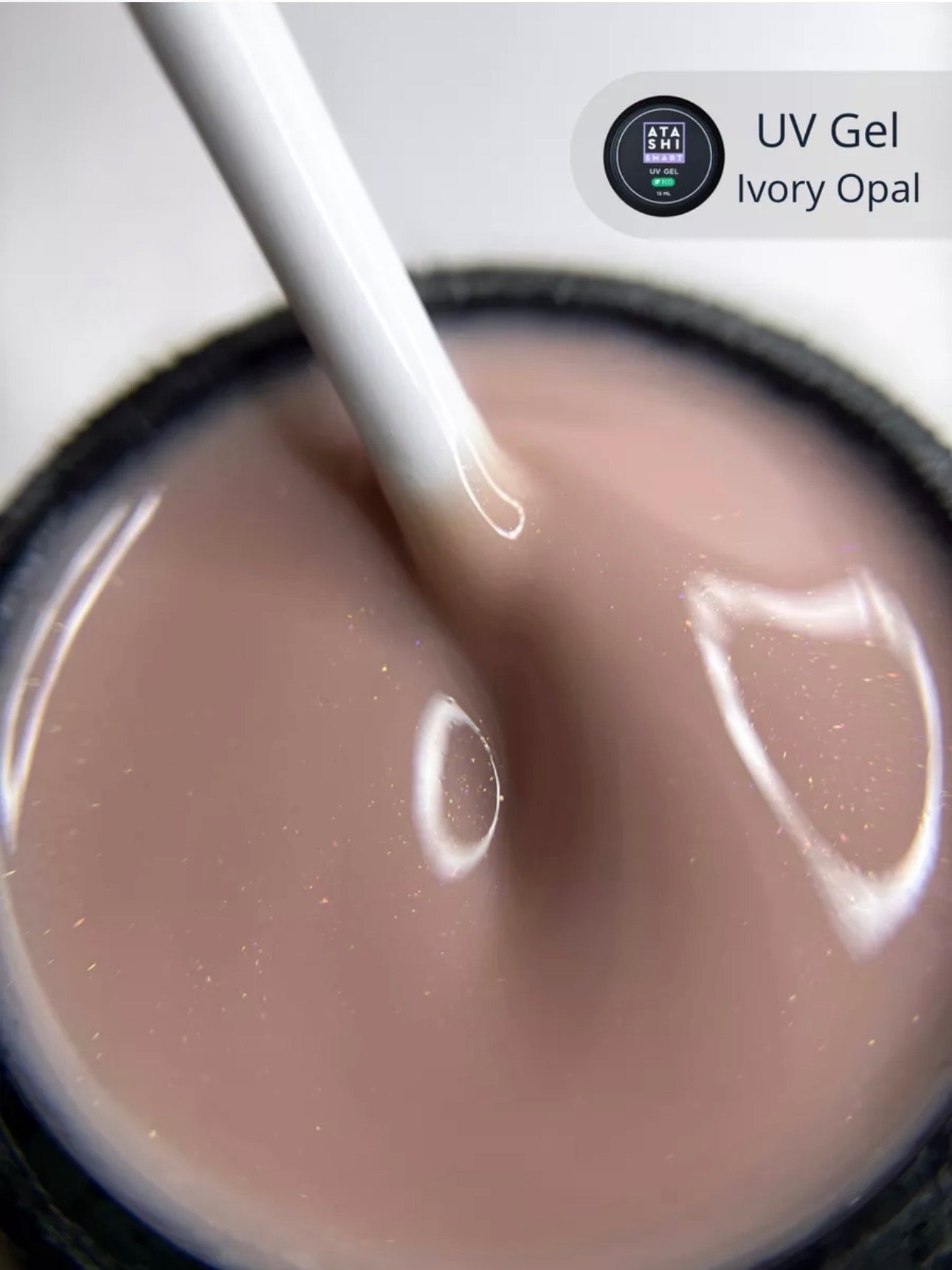 ATASHI SMART UV Gel Ivory Opal– 15ml Decorative Flake Builder Gel | NailProUSA
