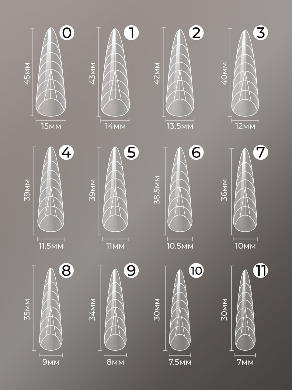 Reusable Dual Forms – Classic Almond Shape (120 pcs, 12 Sizes) | NailProUSA
