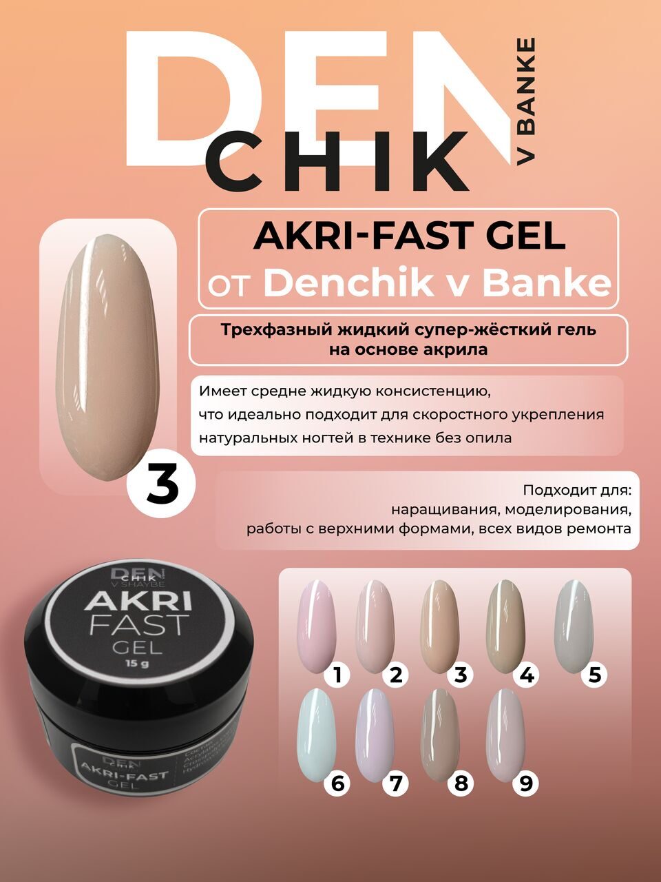 Akri-Fast Gel №3 – 15ml Liquid Acrylic-Based Builder Gel | NailProUSA