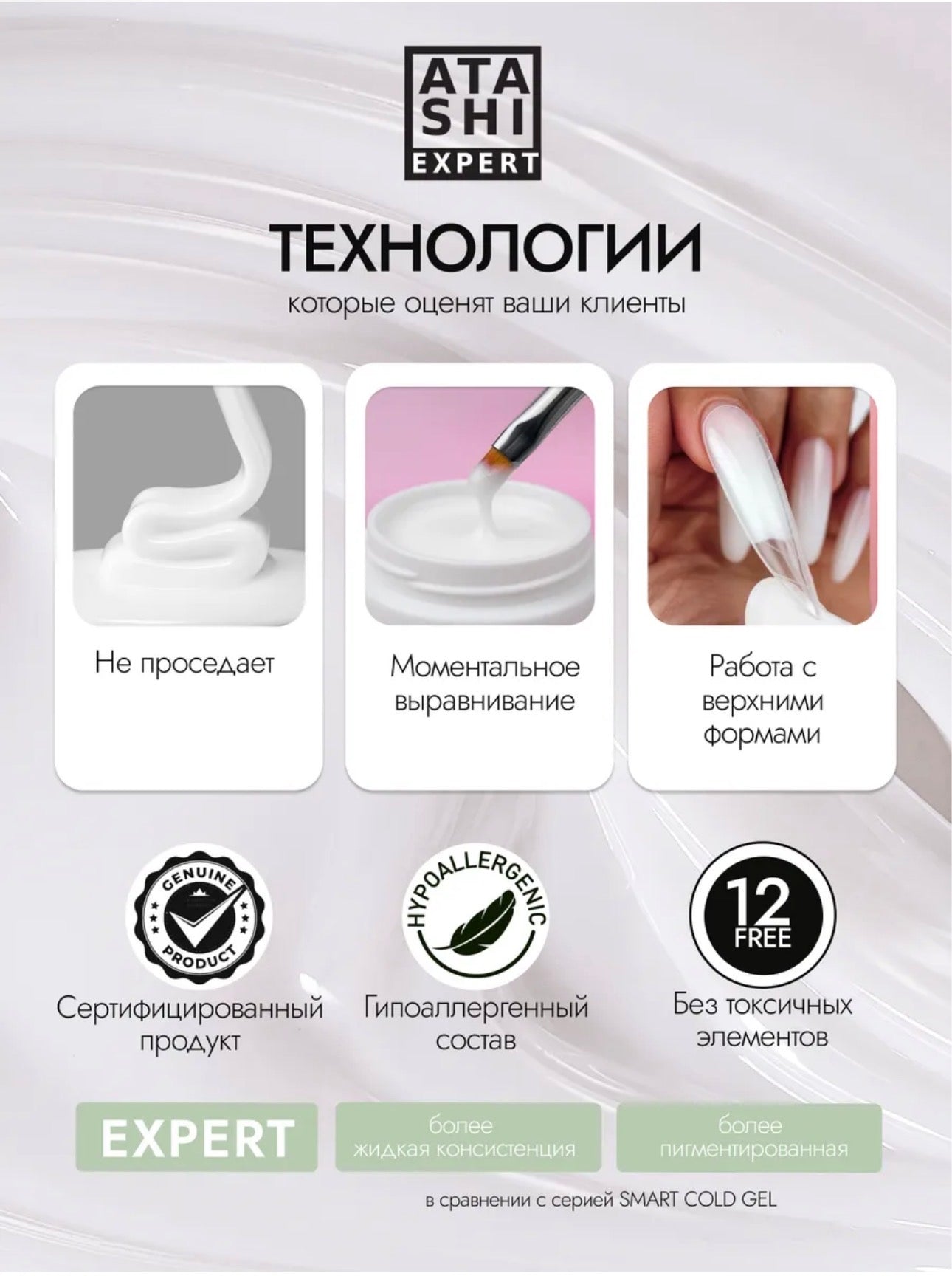 ATASHI SMART UV Gel White Crystal– 15ml Decorative Flake Builder Gel | NailProUSA