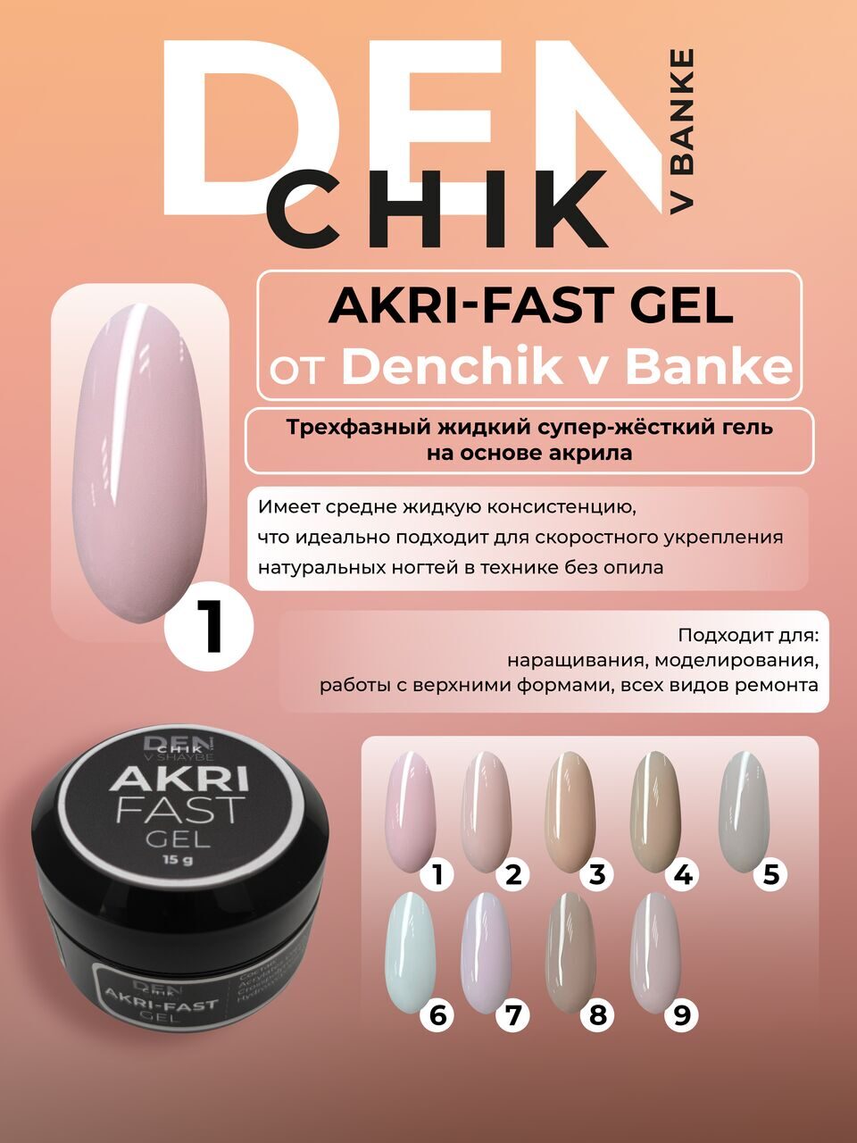 Akri-Fast Gel №1 – 15ml Liquid Acrylic-Based Builder Gel | NailProUSA