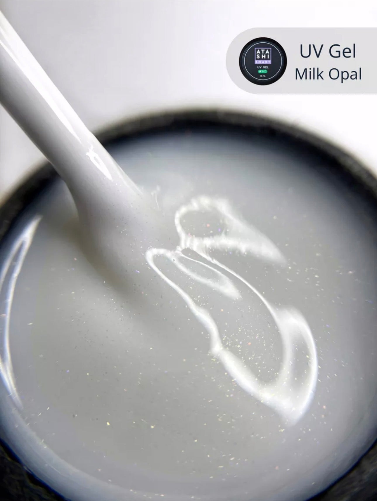 ATASHI SMART UV Gel Milk Opal– 15ml Decorative Flake Builder Gel | NailProUSA