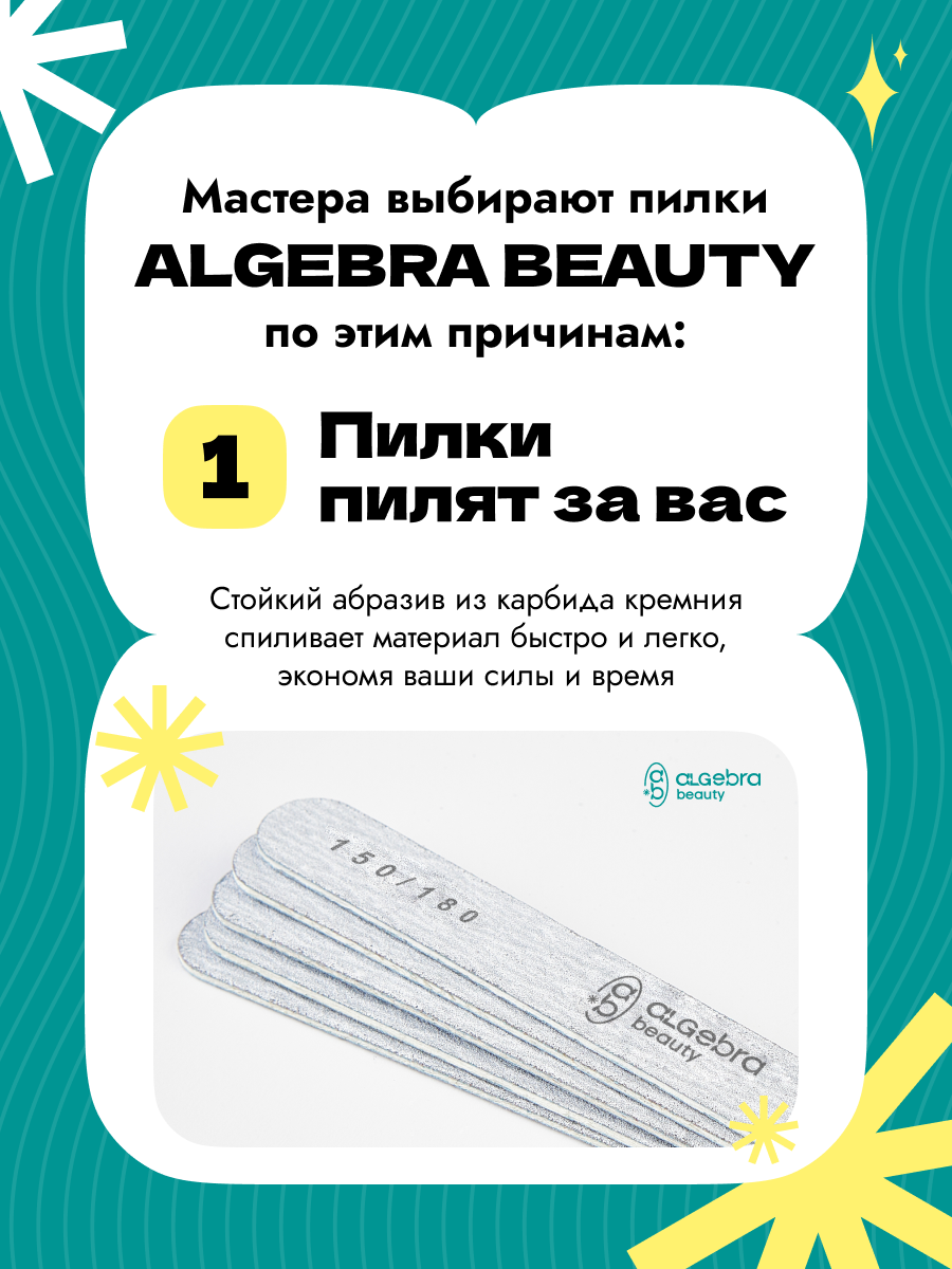 Algebra Beauty Gray Nail Files L+ – 100/180 Grit, 25 pcs | NailProUSA