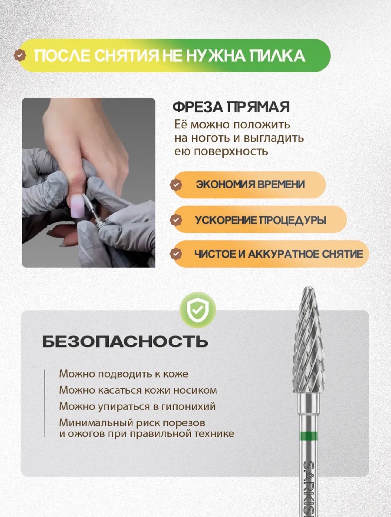 Sarkisian Green Carbide Nail Drill Bit – Fast Removal Bit | NailProUSA
