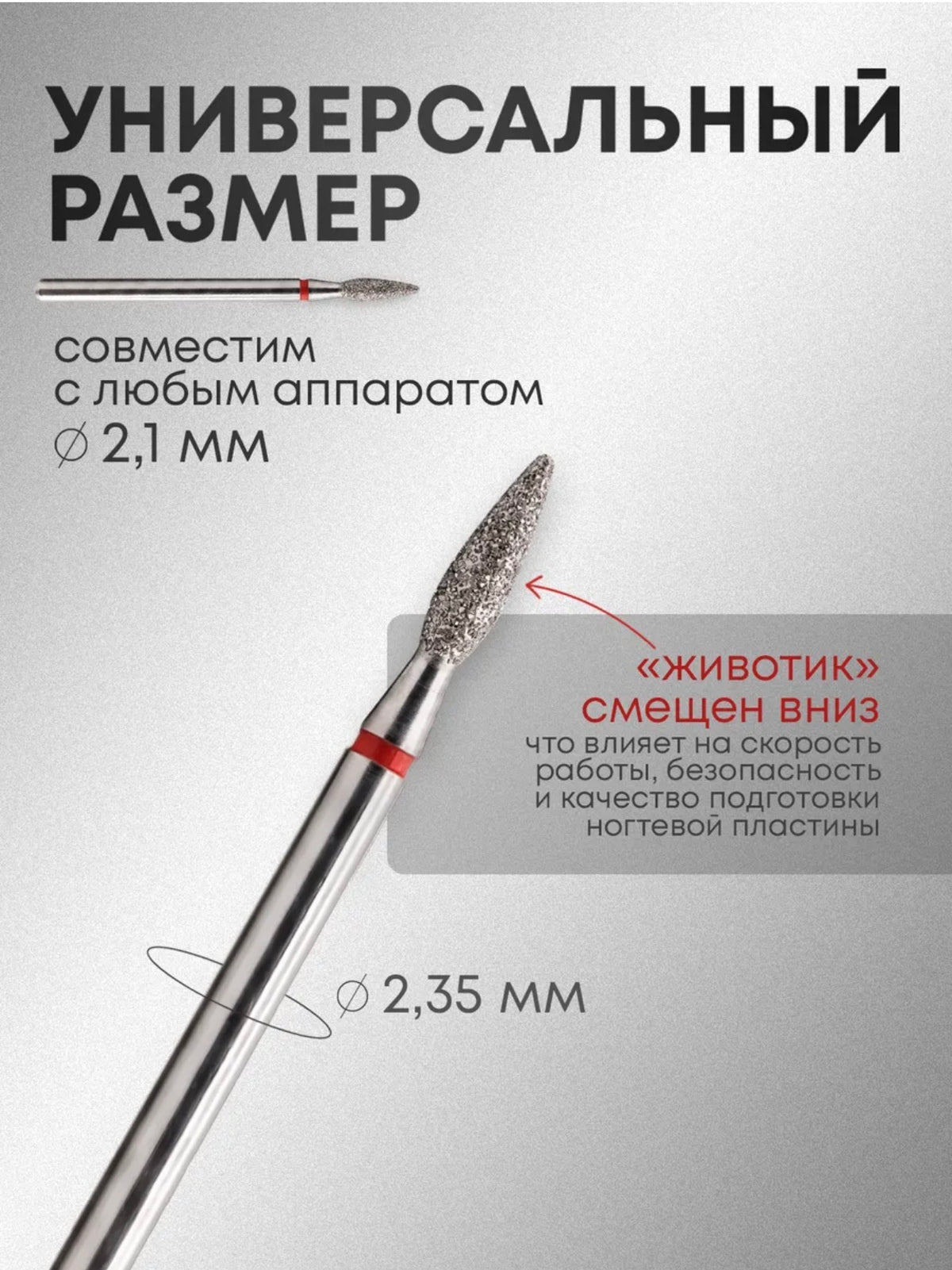 Sarkisian Diamond Nail Drill Bit Flame Rounded Tip 2.1 mm– 5 pcs | NailProUSA