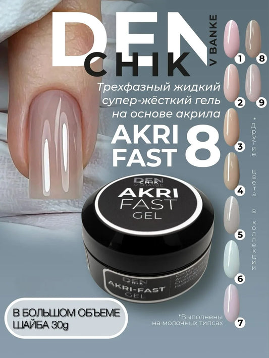 Akri-Fast Gel №8 – 30 ml Liquid Acrylic-Based Builder Gel | NailProUSA