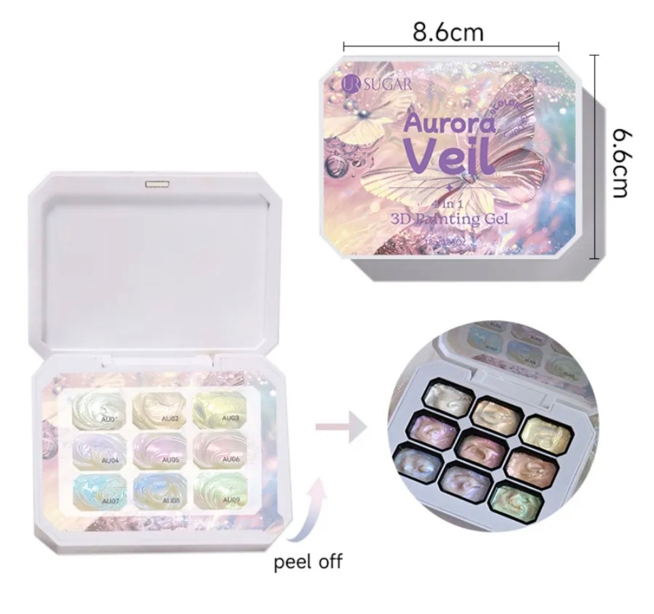 Aurora Veil 4-in-1 Pat Painting Gel Set – 9 Colors Nail Art Gel Kit | NailProUSA