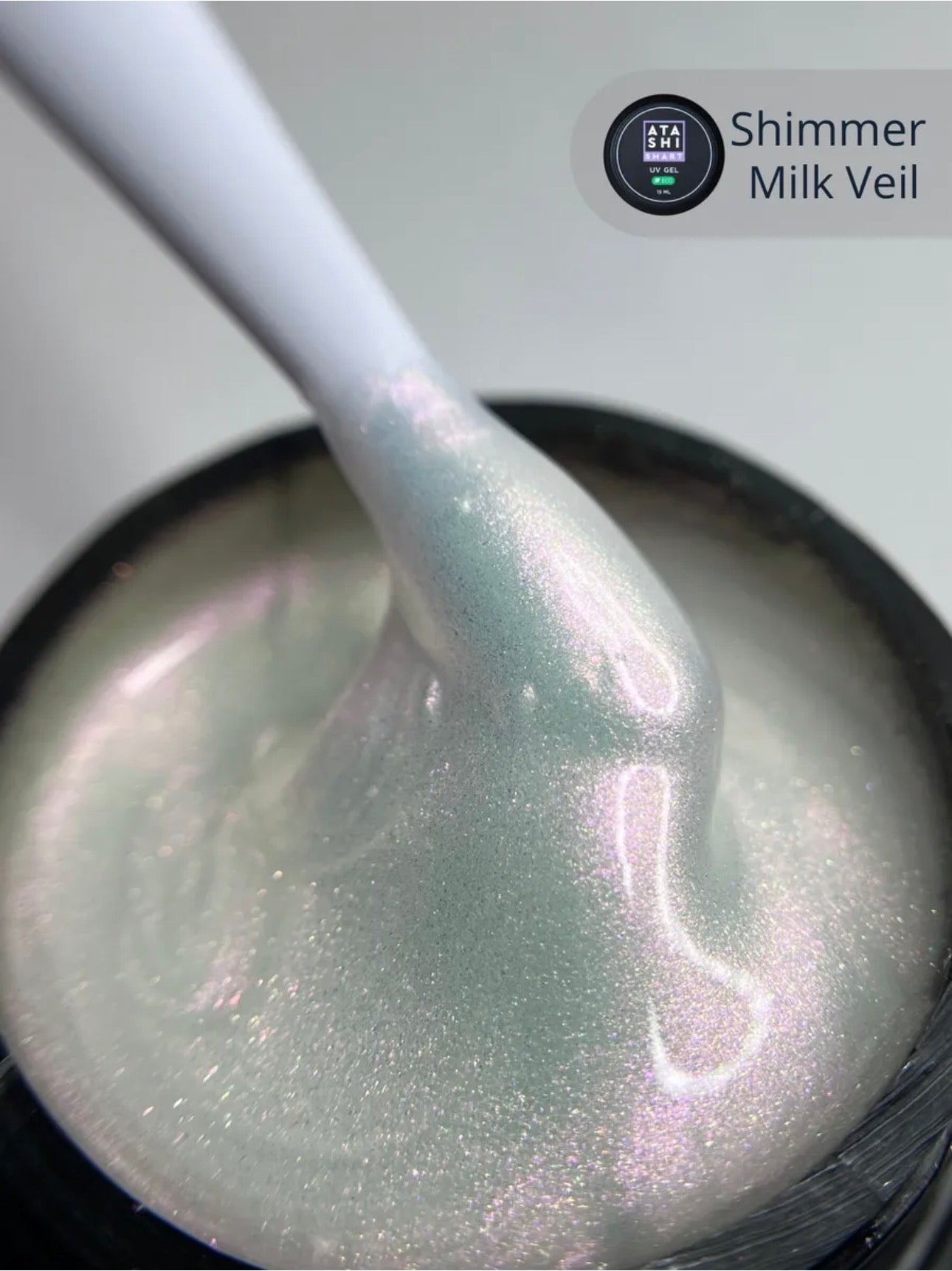 ATASHI SMART UV Gel Shimmer milk Veil– 15ml Reflective Glitter Builder Gel | NailProUSA