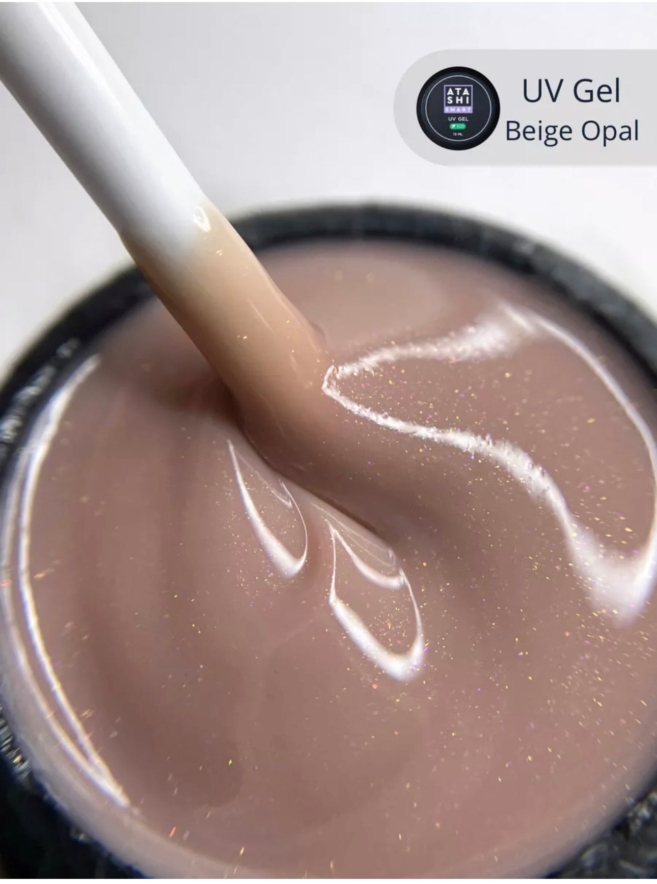 ATASHI SMART UV Gel Beige Opal– 15ml Decorative Flake Builder Gel | NailProUSA