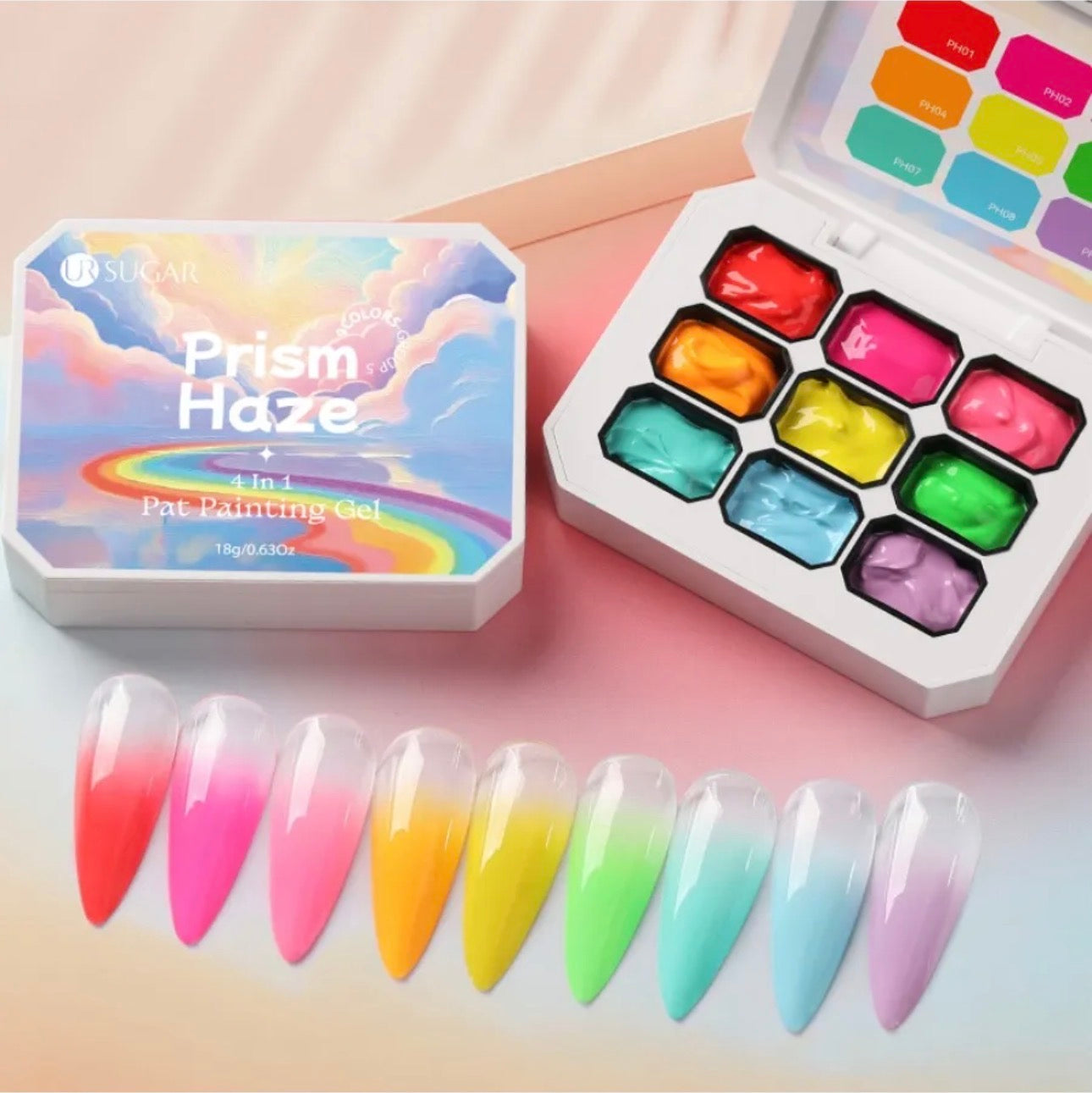 Prism Haze 4-in-1 Pat Painting Gel Set – 9 Colors Nail Art Gel Kit | NailProUSA