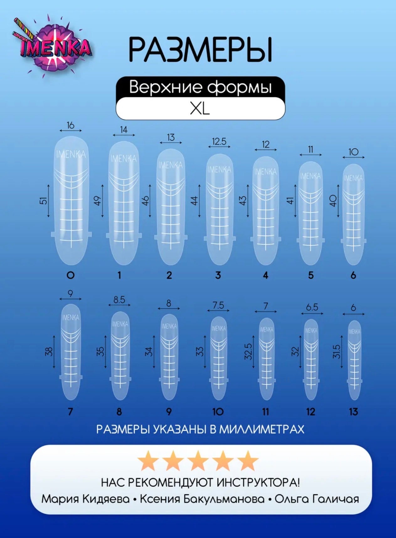IMENKA XL Upper Nail Forms(New version)– 140 pcs (14 Sizes) | NailProUSA