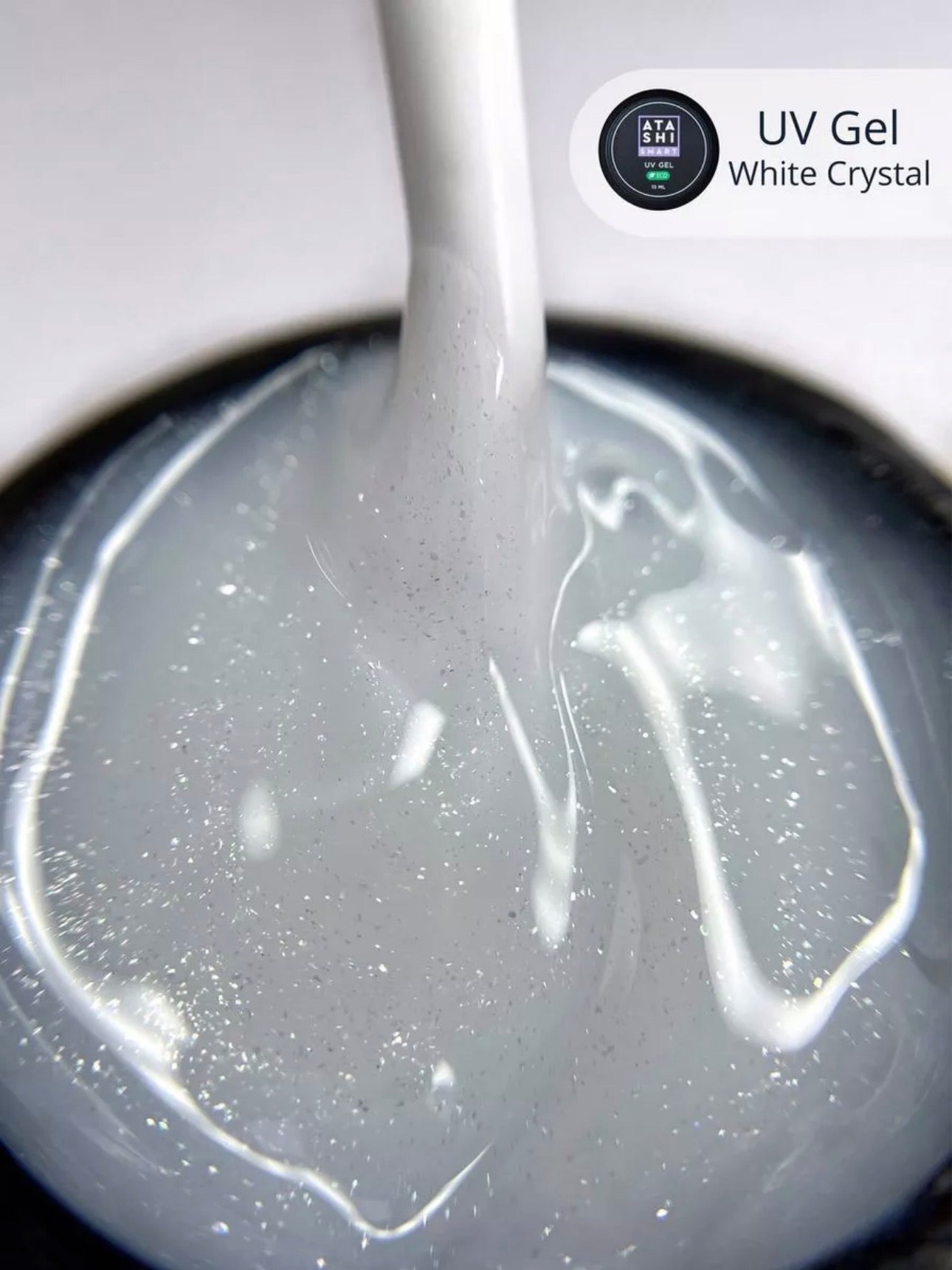 ATASHI SMART UV Gel White Crystal– 15ml Decorative Flake Builder Gel | NailProUSA