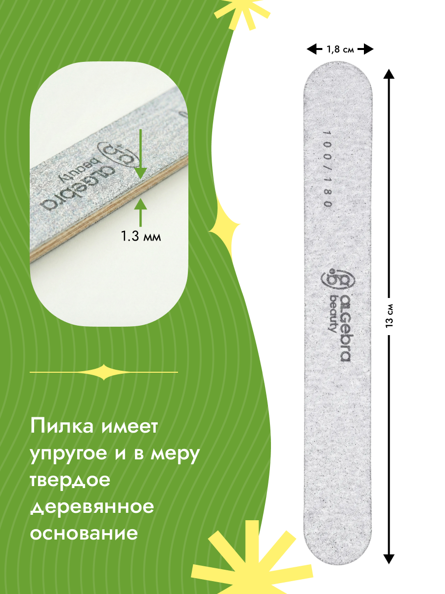 Algebra Beauty Gray Nail Files M – 180/240 Grit, 25 pcs | NailProUSA