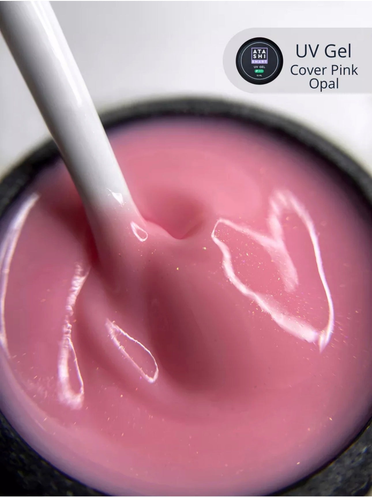 ATASHI SMART UV Gel Cover Pink Opal– 15ml Decorative Flake Builder Gel | NailProUSA