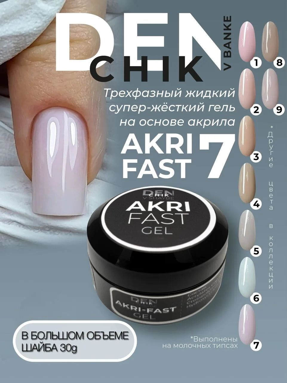 Akri-Fast Gel №7 – 30 ml Liquid Acrylic-Based Builder Gel | NailProUSA
