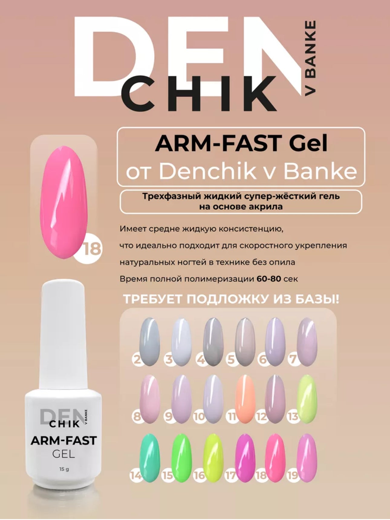 Arm-Fast Gel №18 – 15ml Liquid Acrylic-Based Builder Gel | NailProUSA