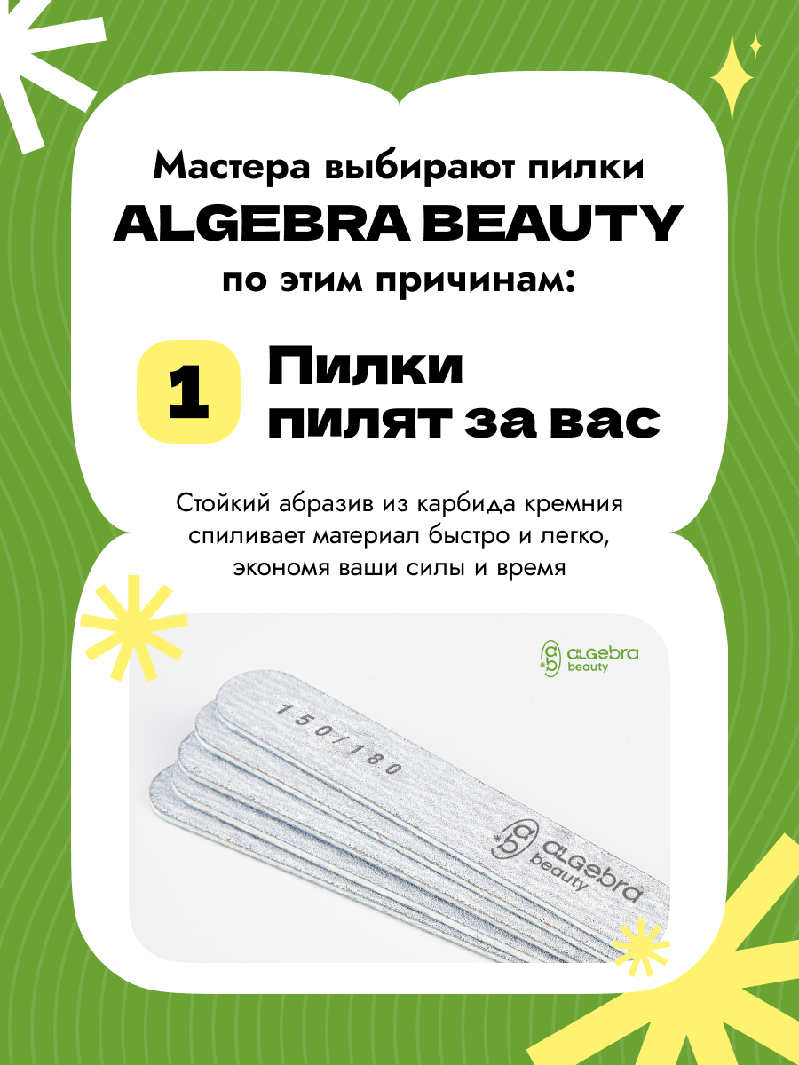 Algebra Beauty Gray Nail Files M – 180/240 Grit, 25 pcs | NailProUSA
