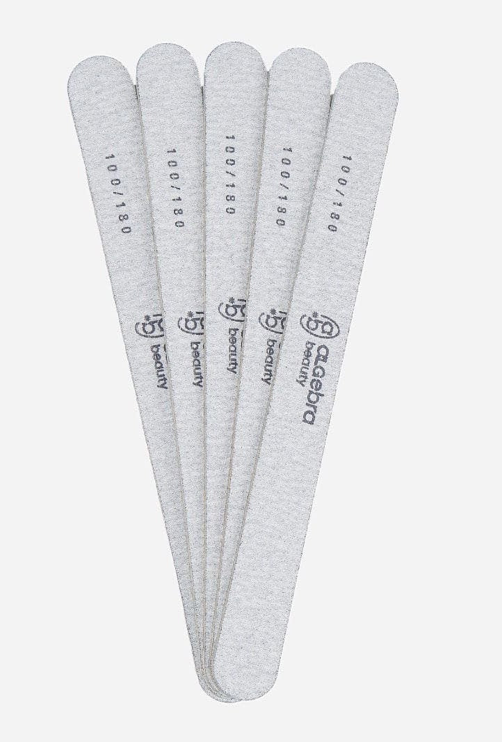 Algebra Beauty Gray Nail Files L+ – 100/180 Grit, 25 pcs | NailProUSA