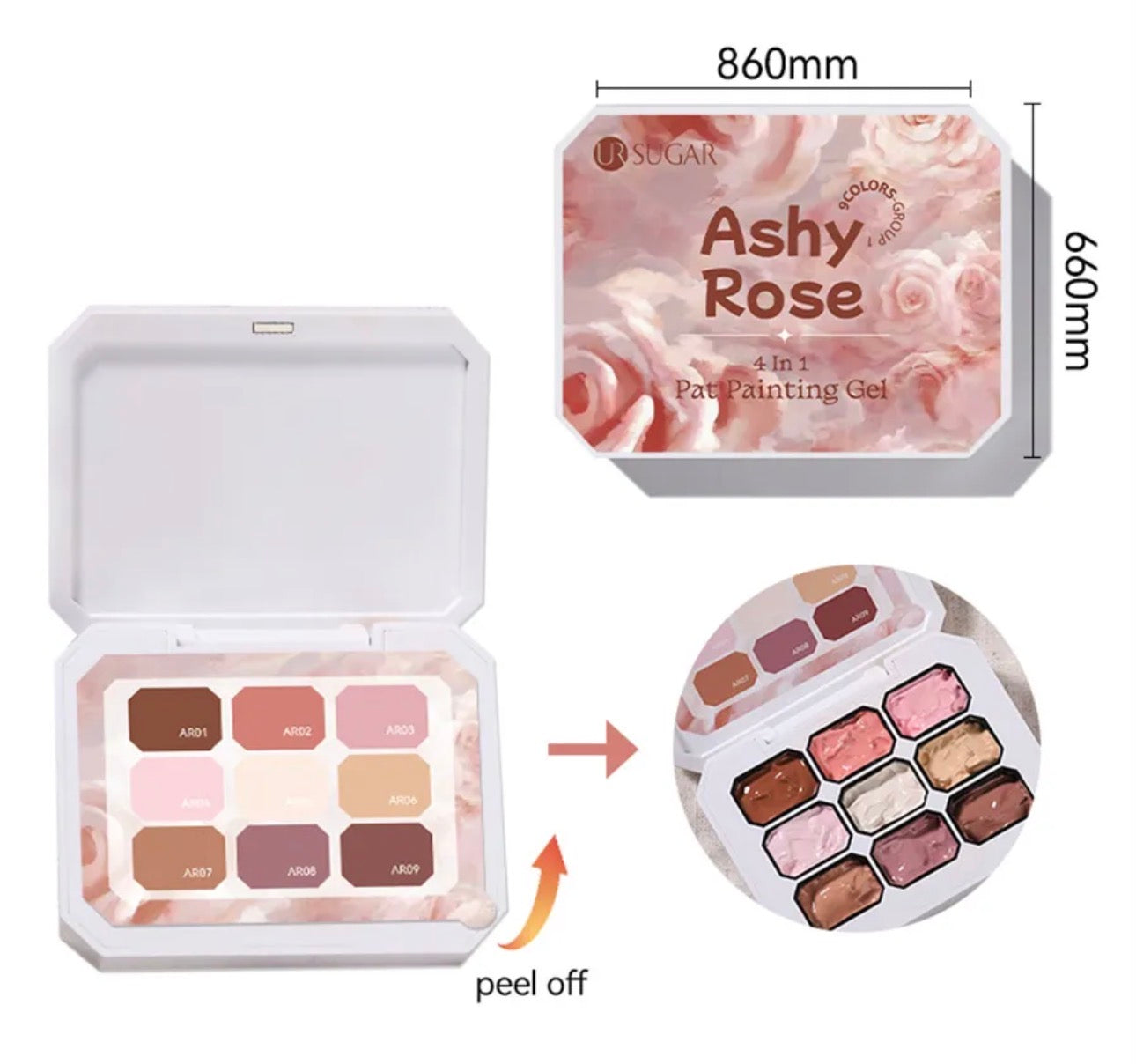 Ashy Rose 4-in-1 Pat Painting Gel Set – 9 Colors Nail Art Gel Kit | NailProUSA