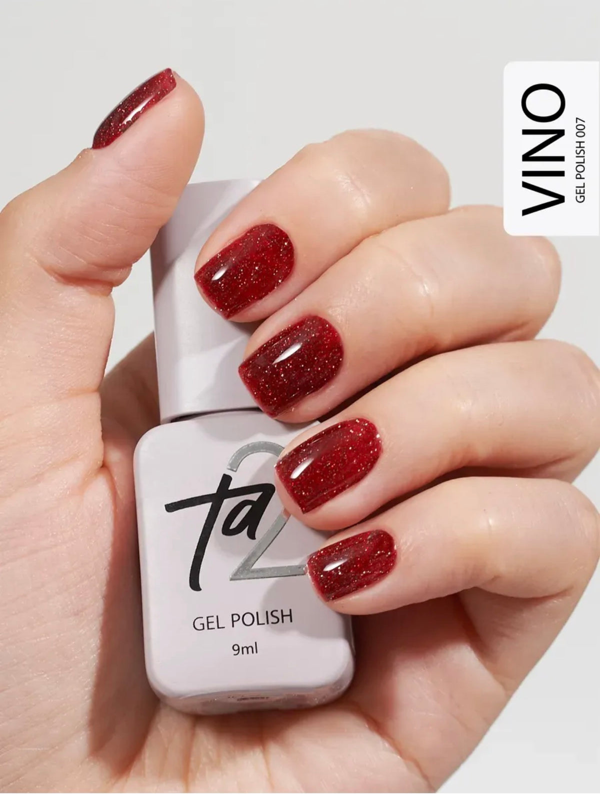 Ta2 VINO №007 – Reflective Red Glitter Gel Polish, 9ml | NailProUSA