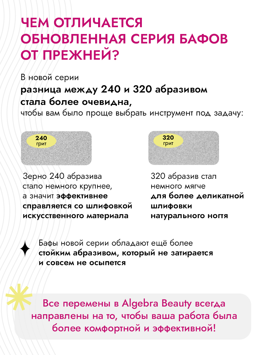 Algebra Beauty Disposable Buffer Refills M – 240 Grit, 50 pcs | NailProUSA