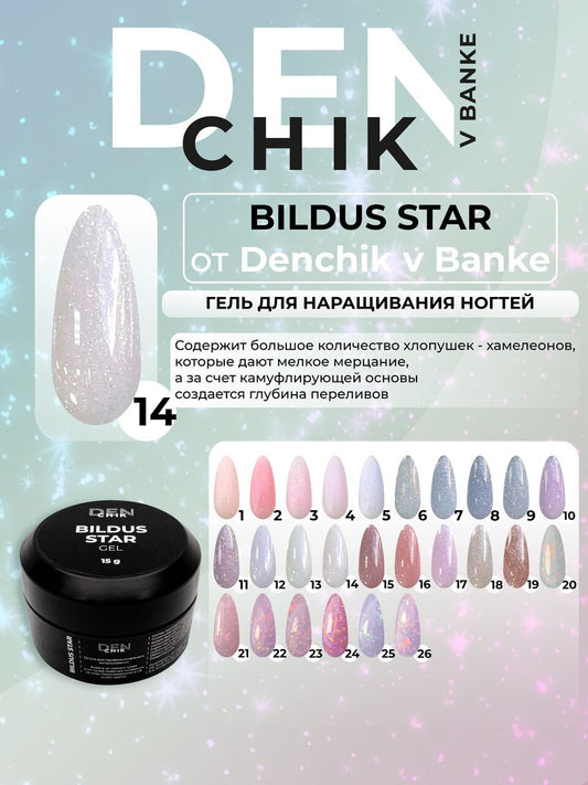 Bildus Star Gel №14 – 15ml Builder Gel with Chameleon Flakes | NailProUSA