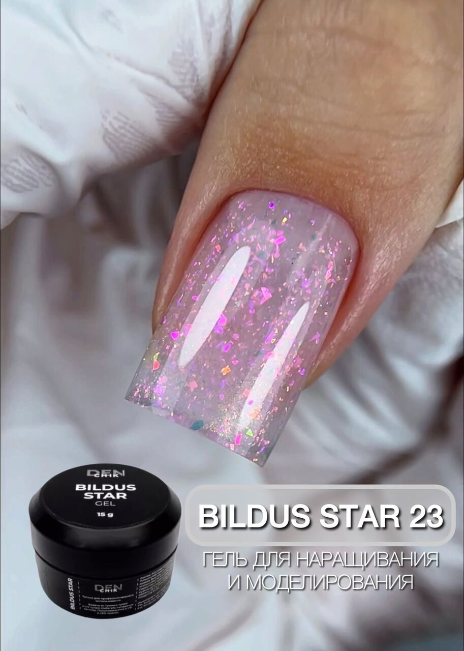 Bildus Star Gel №23 – 15ml Builder Gel with Chameleon Flakes | NailProUSA
